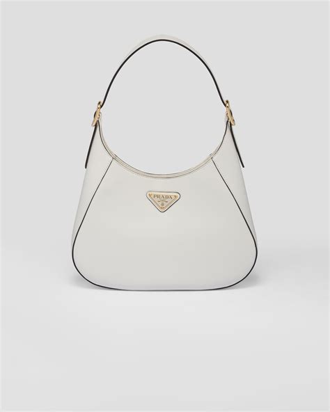 prada white and gold bag|Prada white shoulder bag.